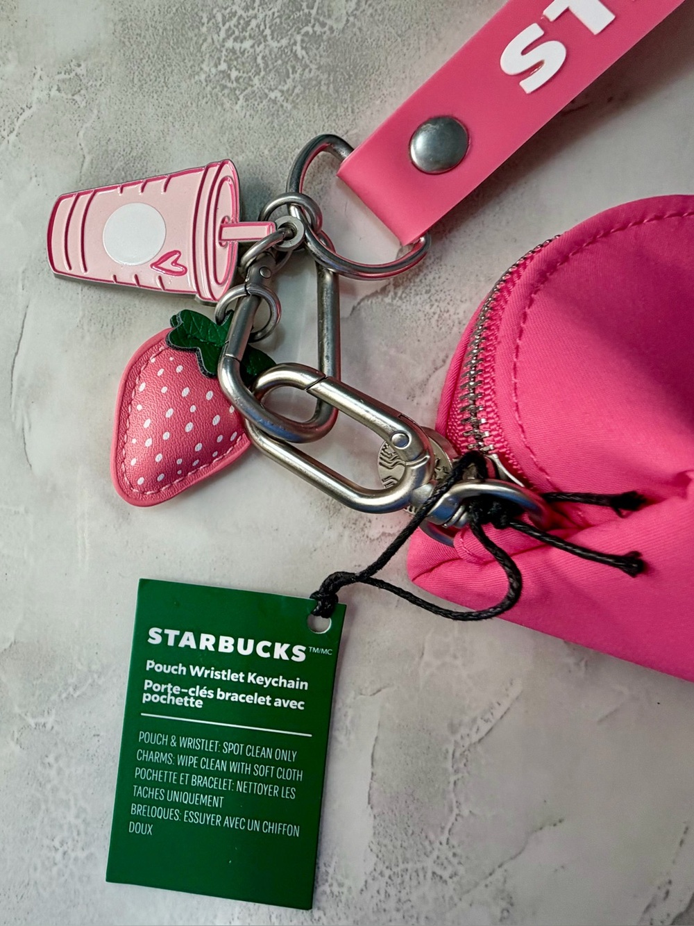 Starbucks Pink vibes Collection Pouch Wristlet Keychain - NWT, Pink Drink - Picture 7 of 7